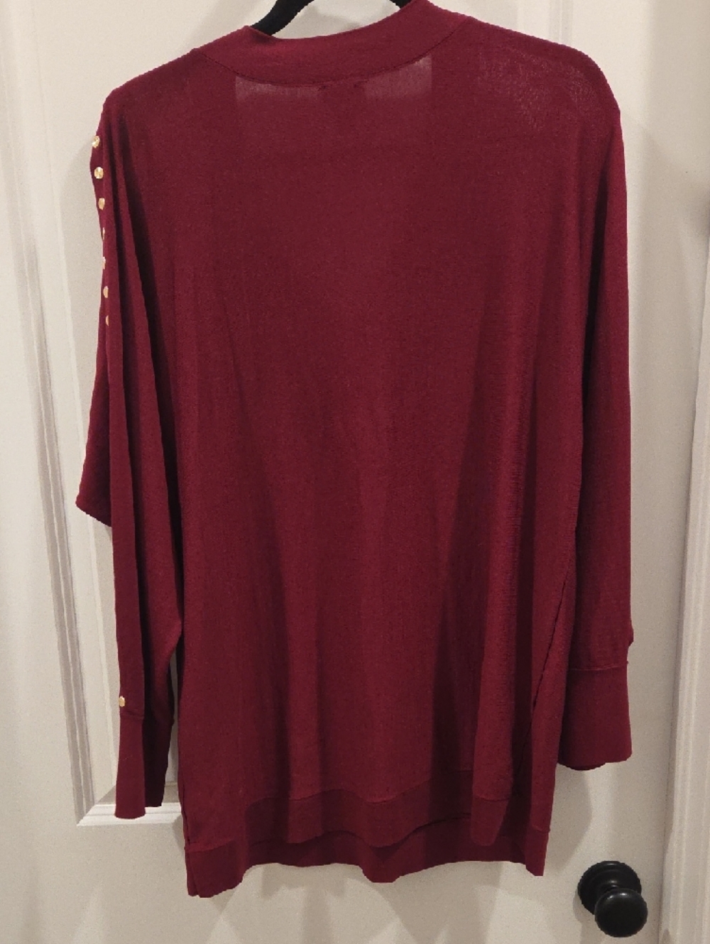 INC International Concepts Burgundy V-Neck Studded Sweater - Picture 4 of 4